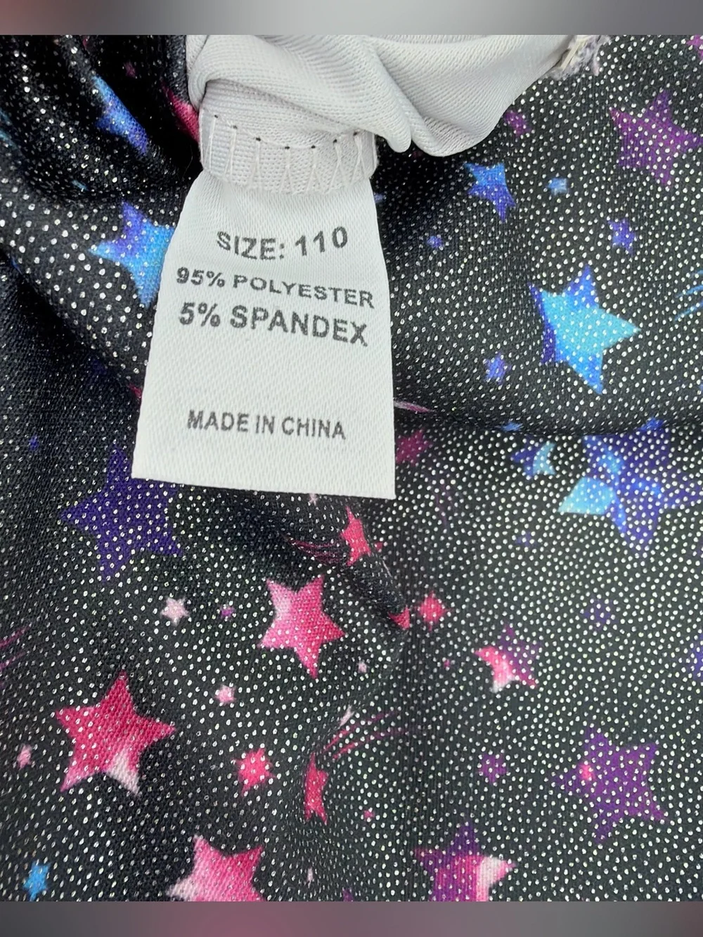 Girls Black Star Print Gymnastics Leotard Romper small